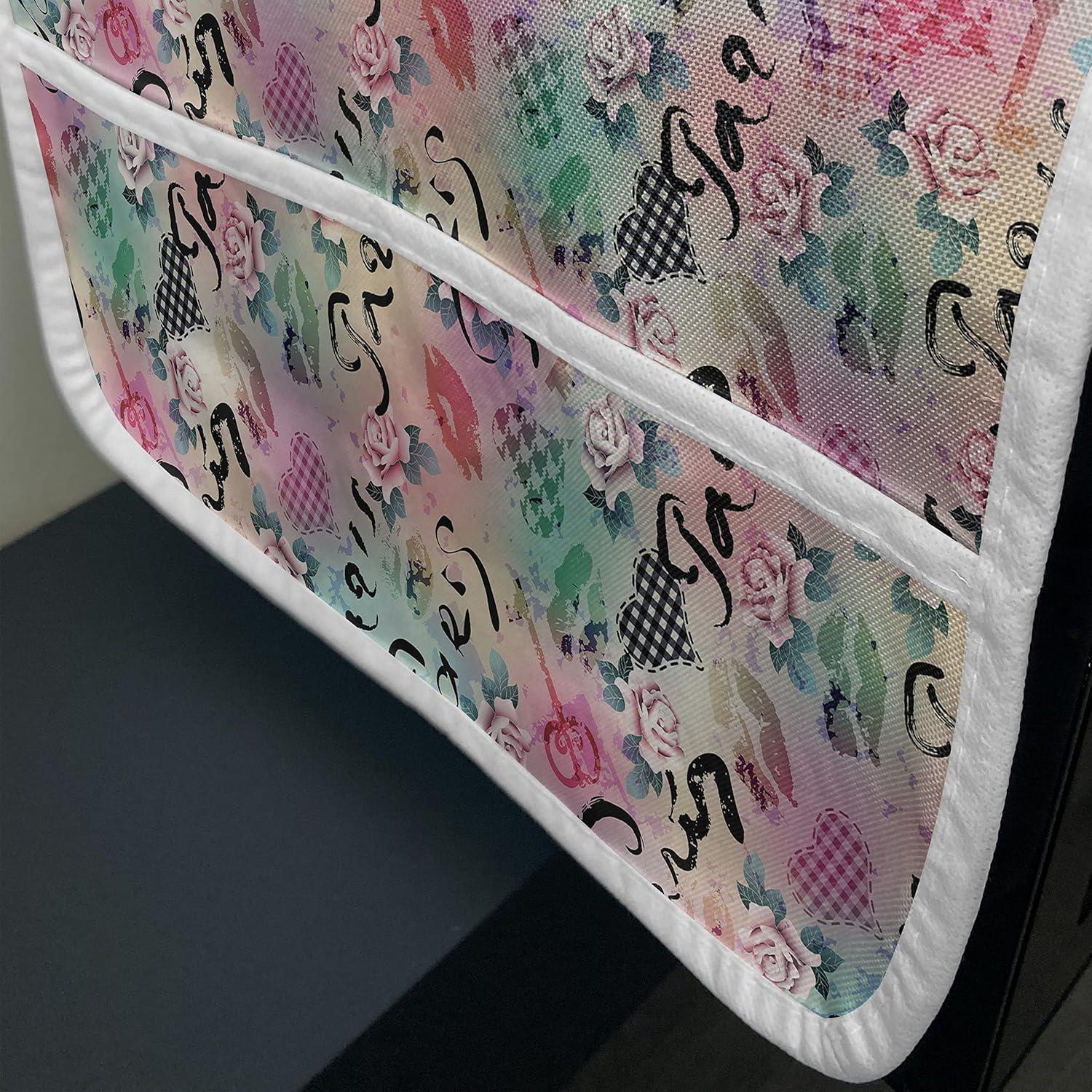 imageAmbesonne Eiffel Microwave Oven Cover Valentines Day Inspired Pattern with France Paris Oh La La Texts Heart Shapes Water Resistant Organizer with Pockets for Kitchen 36 x 12 Pink White BlackPale Green Sea Green