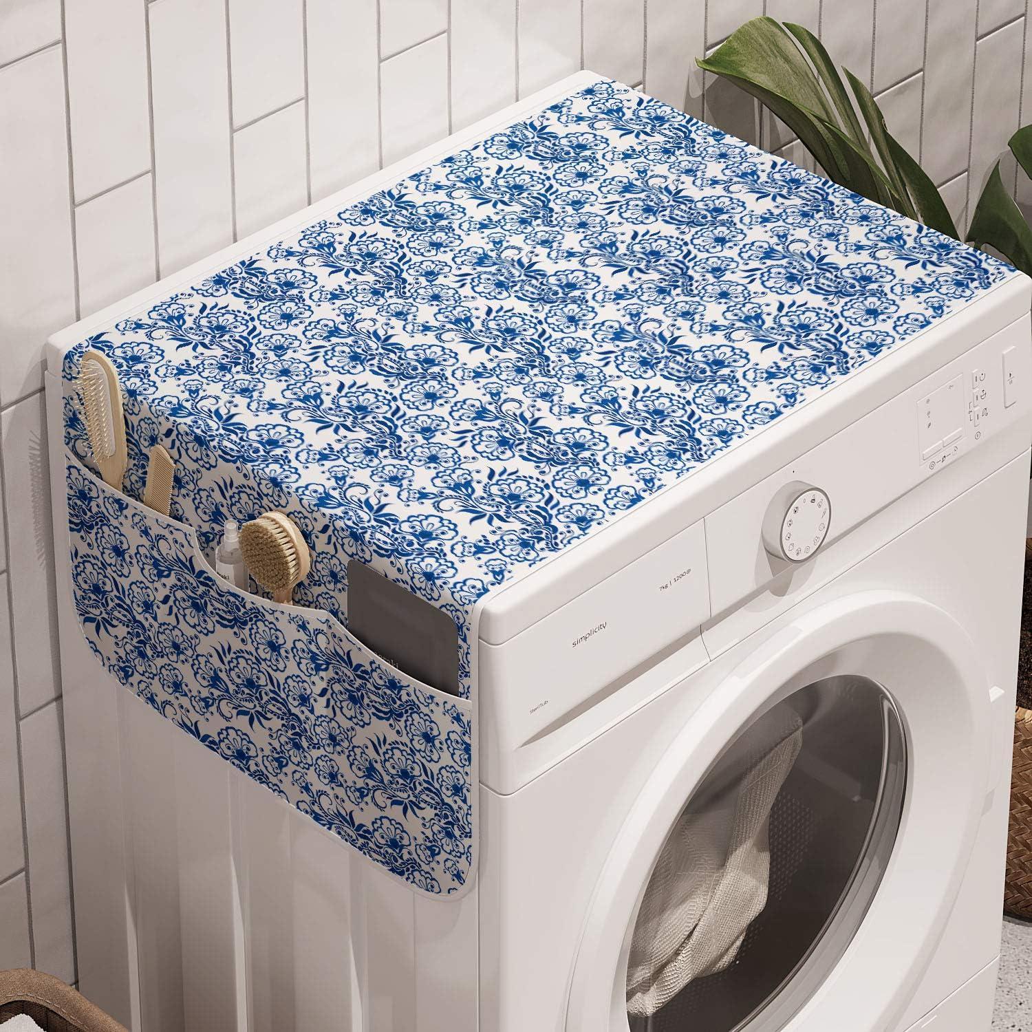 imageAmbesonne Eiffel Microwave Oven Cover Valentines Day Inspired Pattern with France Paris Oh La La Texts Heart Shapes Water Resistant Organizer with Pockets for Kitchen 36 x 12 Pink White BlackCobalt Blue White