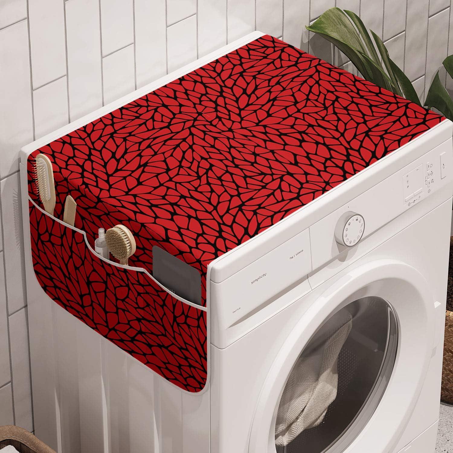 imageAmbesonne Eiffel Microwave Oven Cover Valentines Day Inspired Pattern with France Paris Oh La La Texts Heart Shapes Water Resistant Organizer with Pockets for Kitchen 36 x 12 Pink White BlackRed Black