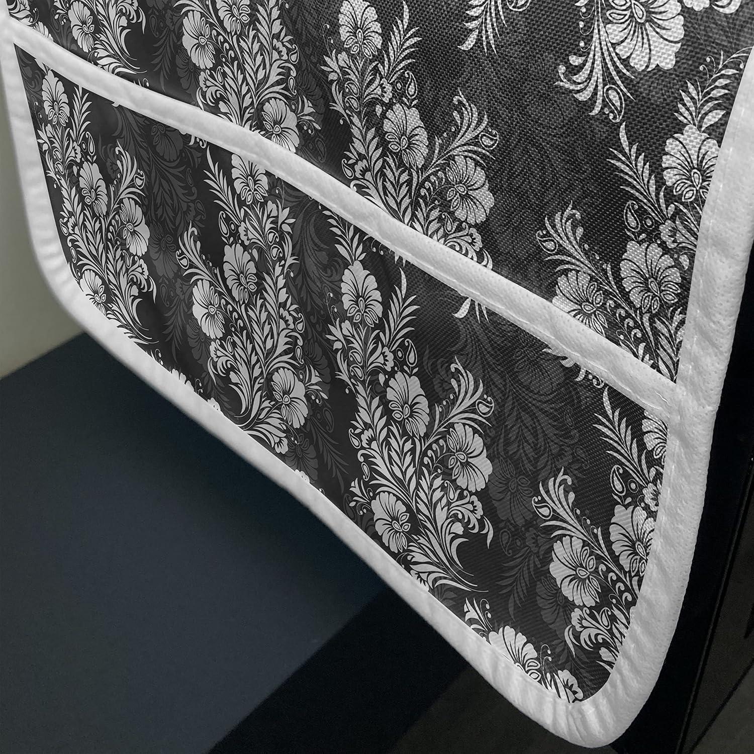 imageAmbesonne Eiffel Microwave Oven Cover Valentines Day Inspired Pattern with France Paris Oh La La Texts Heart Shapes Water Resistant Organizer with Pockets for Kitchen 36 x 12 Pink White BlackDark Taupe White