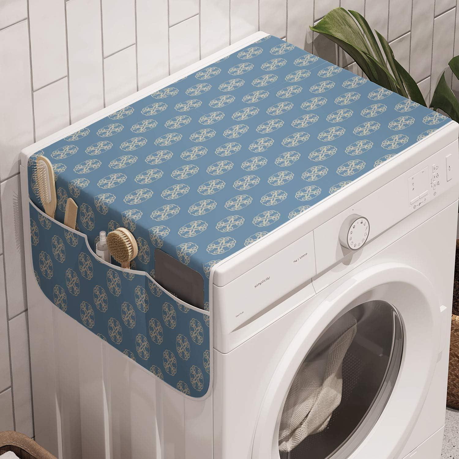 imageAmbesonne Eiffel Microwave Oven Cover Valentines Day Inspired Pattern with France Paris Oh La La Texts Heart Shapes Water Resistant Organizer with Pockets for Kitchen 36 x 12 Pink White BlackSlate Blue Tan