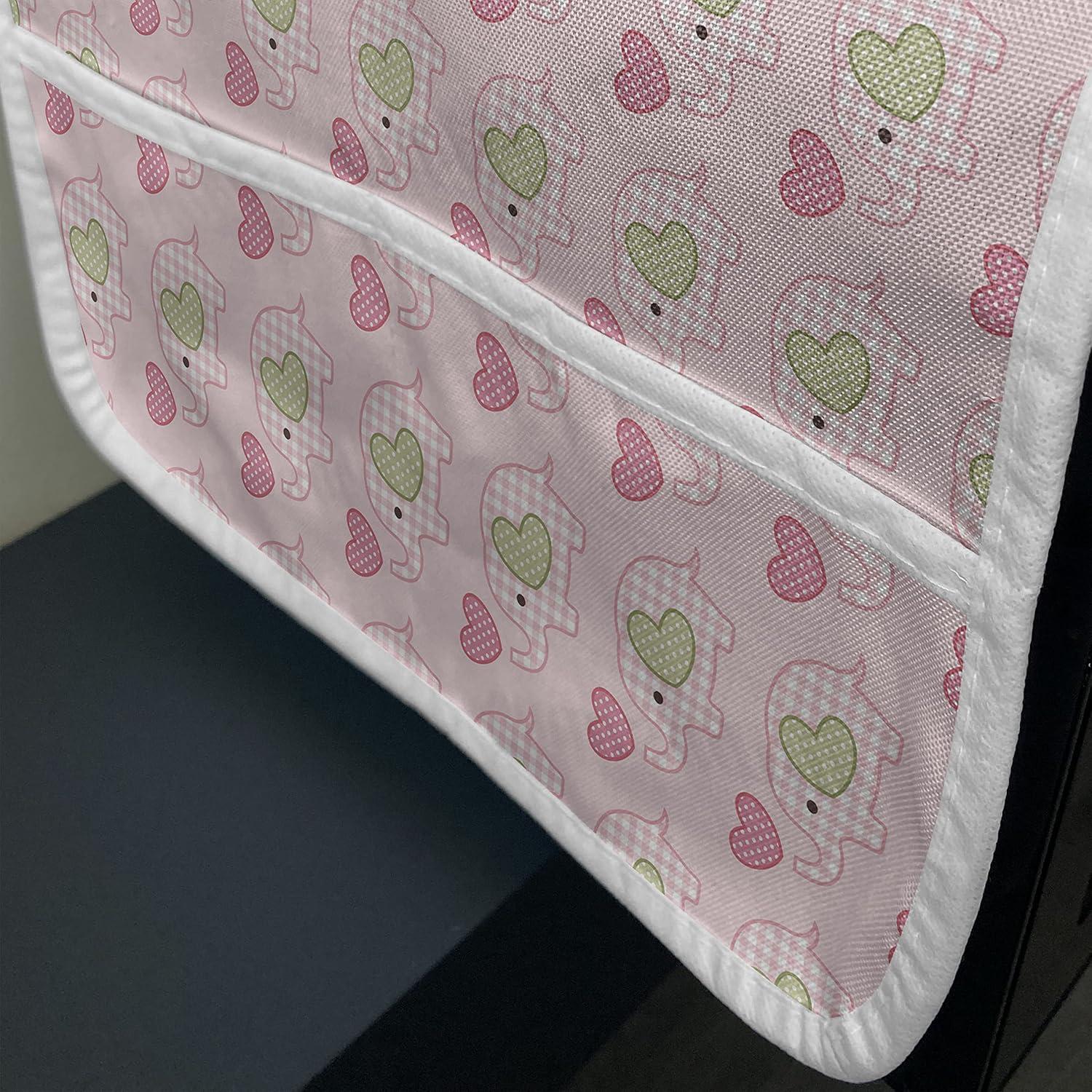 imageAmbesonne Eiffel Microwave Oven Cover Valentines Day Inspired Pattern with France Paris Oh La La Texts Heart Shapes Water Resistant Organizer with Pockets for Kitchen 36 x 12 Pink White BlackPink Olive Green