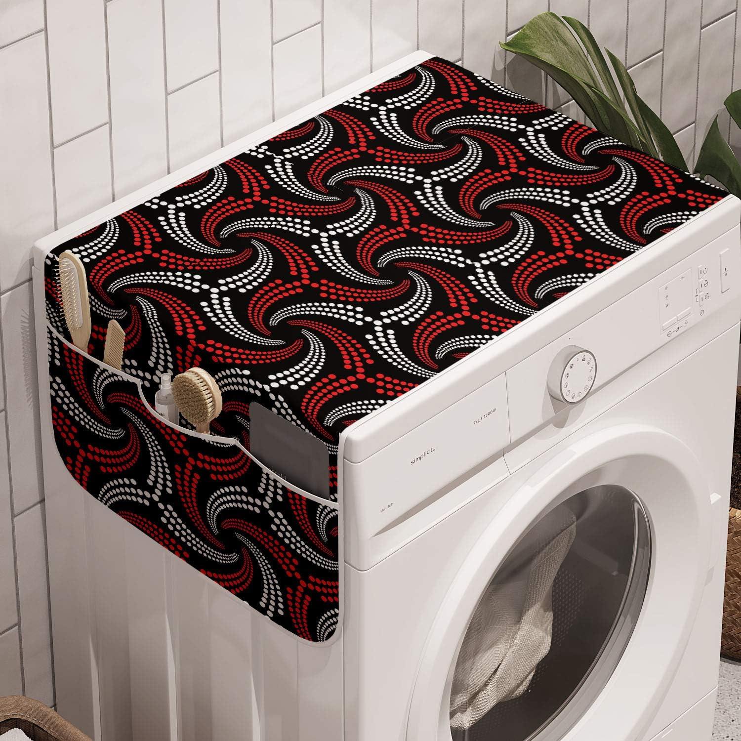 imageAmbesonne Eiffel Microwave Oven Cover Valentines Day Inspired Pattern with France Paris Oh La La Texts Heart Shapes Water Resistant Organizer with Pockets for Kitchen 36 x 12 Pink White BlackScarlet Black White