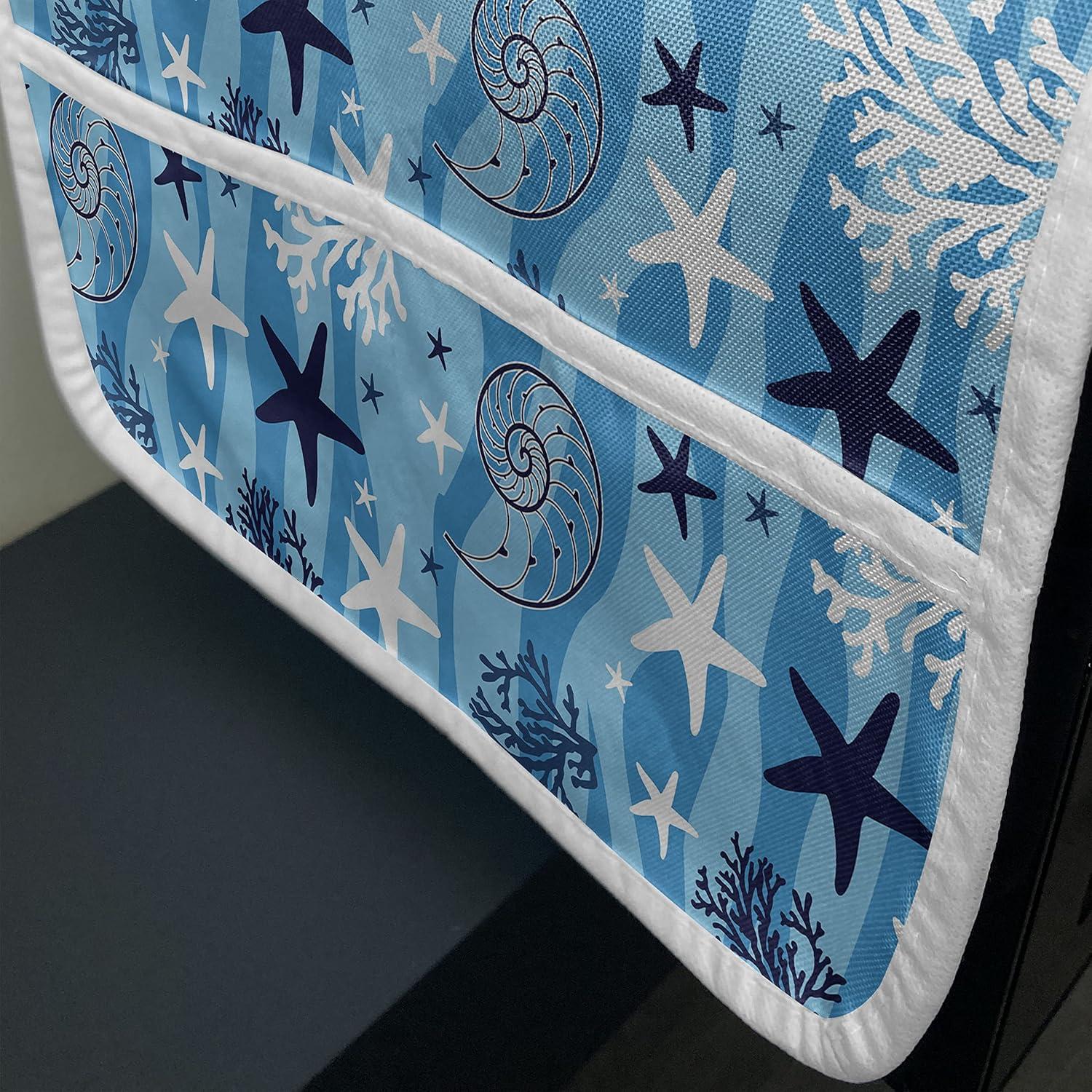 imageAmbesonne Eiffel Microwave Oven Cover Valentines Day Inspired Pattern with France Paris Oh La La Texts Heart Shapes Water Resistant Organizer with Pockets for Kitchen 36 x 12 Pink White BlackBlue Dark Blue White
