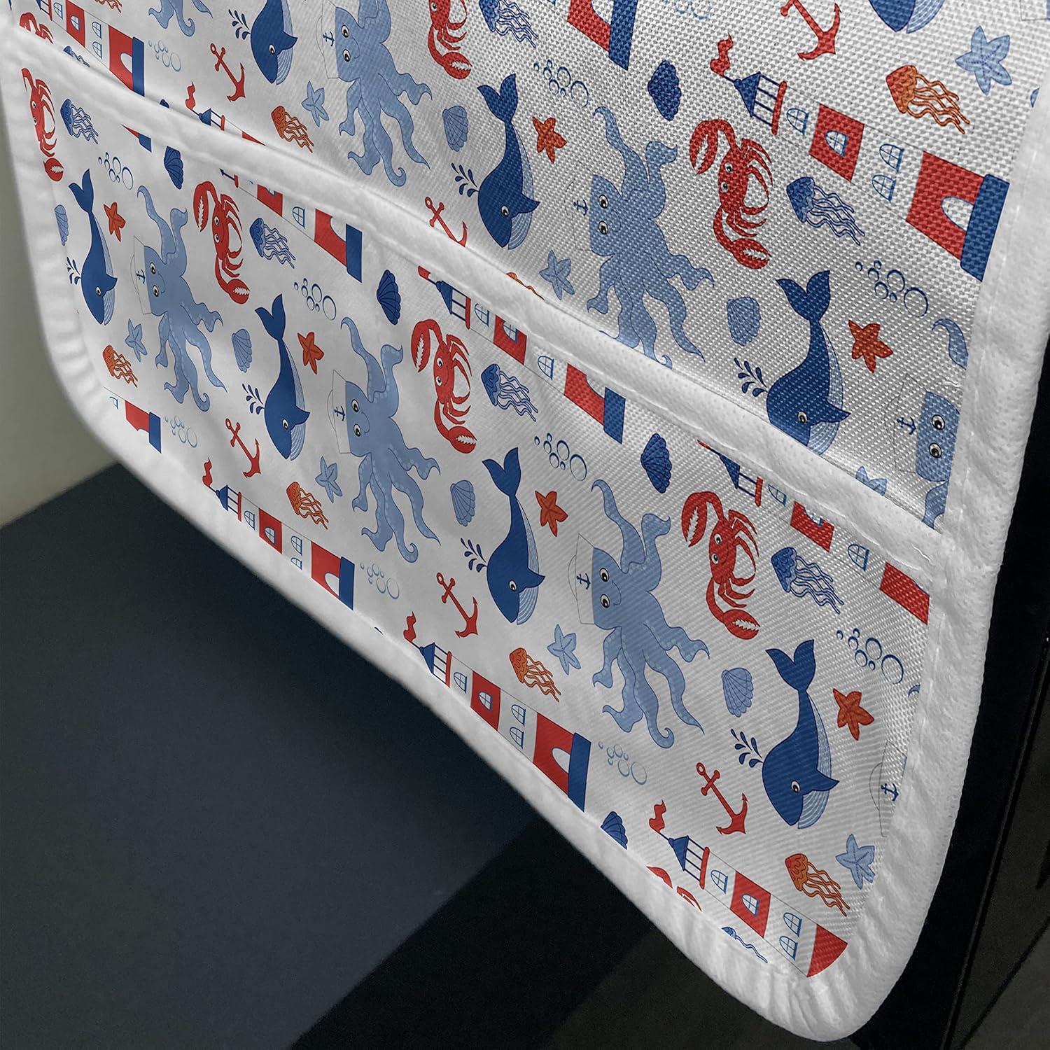 imageAmbesonne Eiffel Microwave Oven Cover Valentines Day Inspired Pattern with France Paris Oh La La Texts Heart Shapes Water Resistant Organizer with Pockets for Kitchen 36 x 12 Pink White BlackBlue Red White