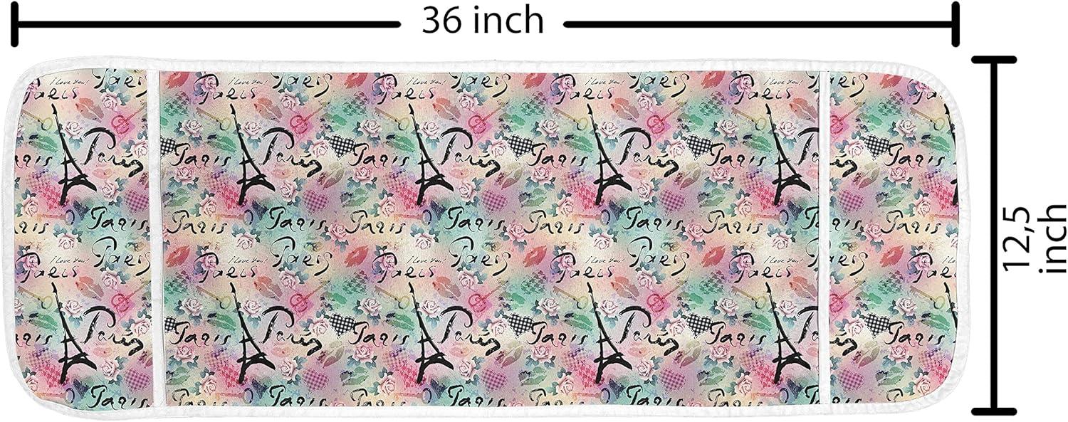 imageAmbesonne Eiffel Microwave Oven Cover Valentines Day Inspired Pattern with France Paris Oh La La Texts Heart Shapes Water Resistant Organizer with Pockets for Kitchen 36 x 12 Pink White BlackPale Green Sea Green