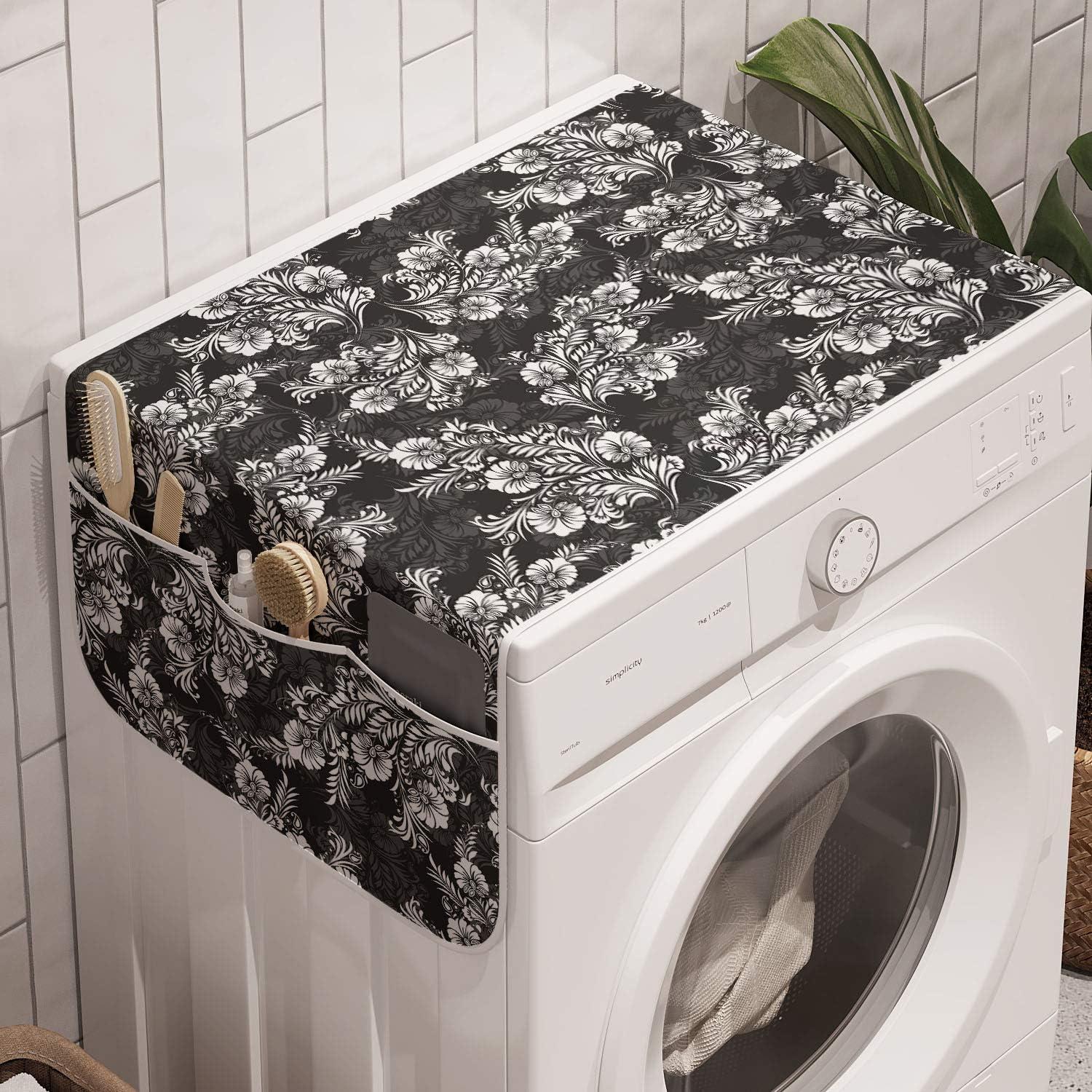imageAmbesonne Eiffel Microwave Oven Cover Valentines Day Inspired Pattern with France Paris Oh La La Texts Heart Shapes Water Resistant Organizer with Pockets for Kitchen 36 x 12 Pink White BlackDark Taupe White