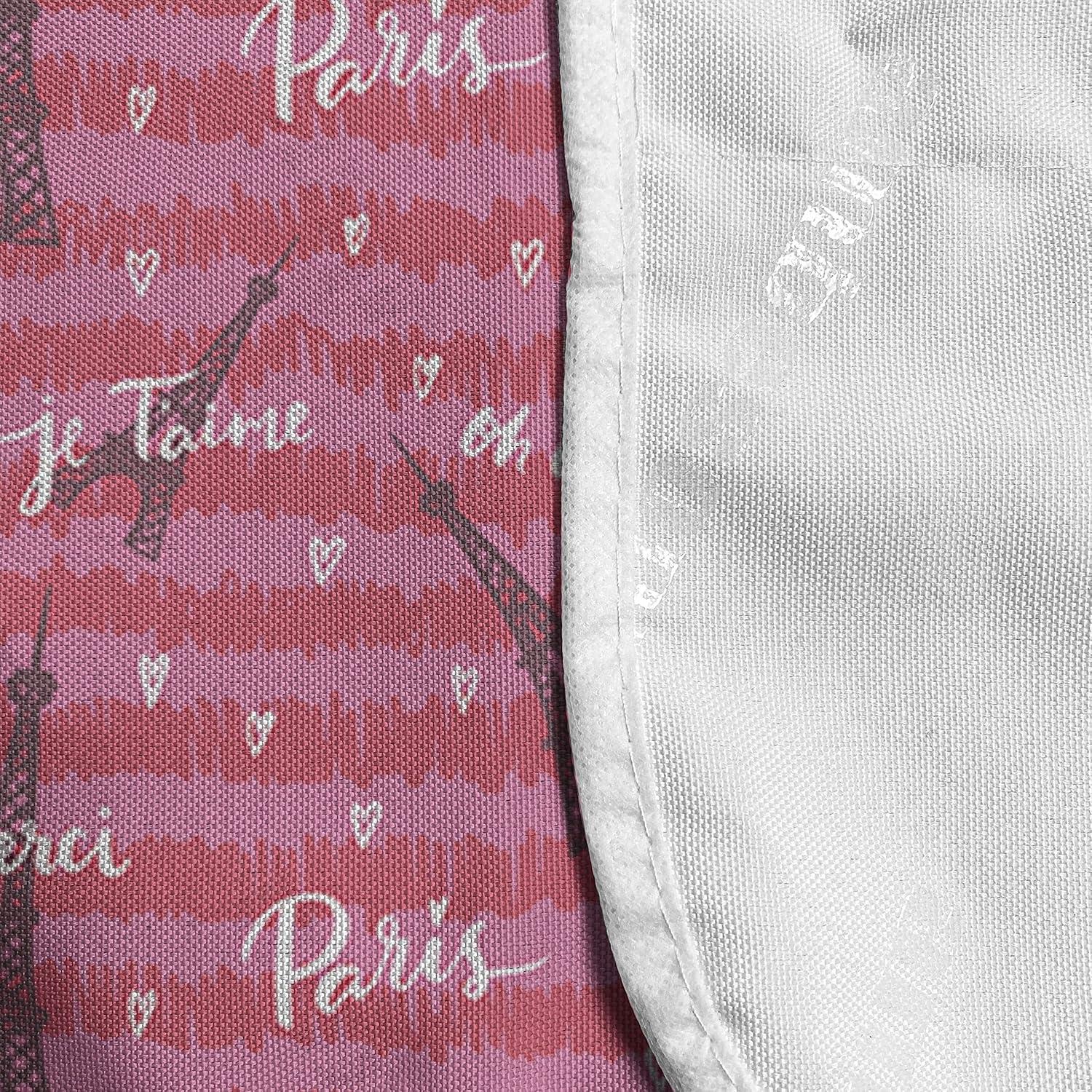 imageAmbesonne Eiffel Microwave Oven Cover Valentines Day Inspired Pattern with France Paris Oh La La Texts Heart Shapes Water Resistant Organizer with Pockets for Kitchen 36 x 12 Pink White BlackPink White Black