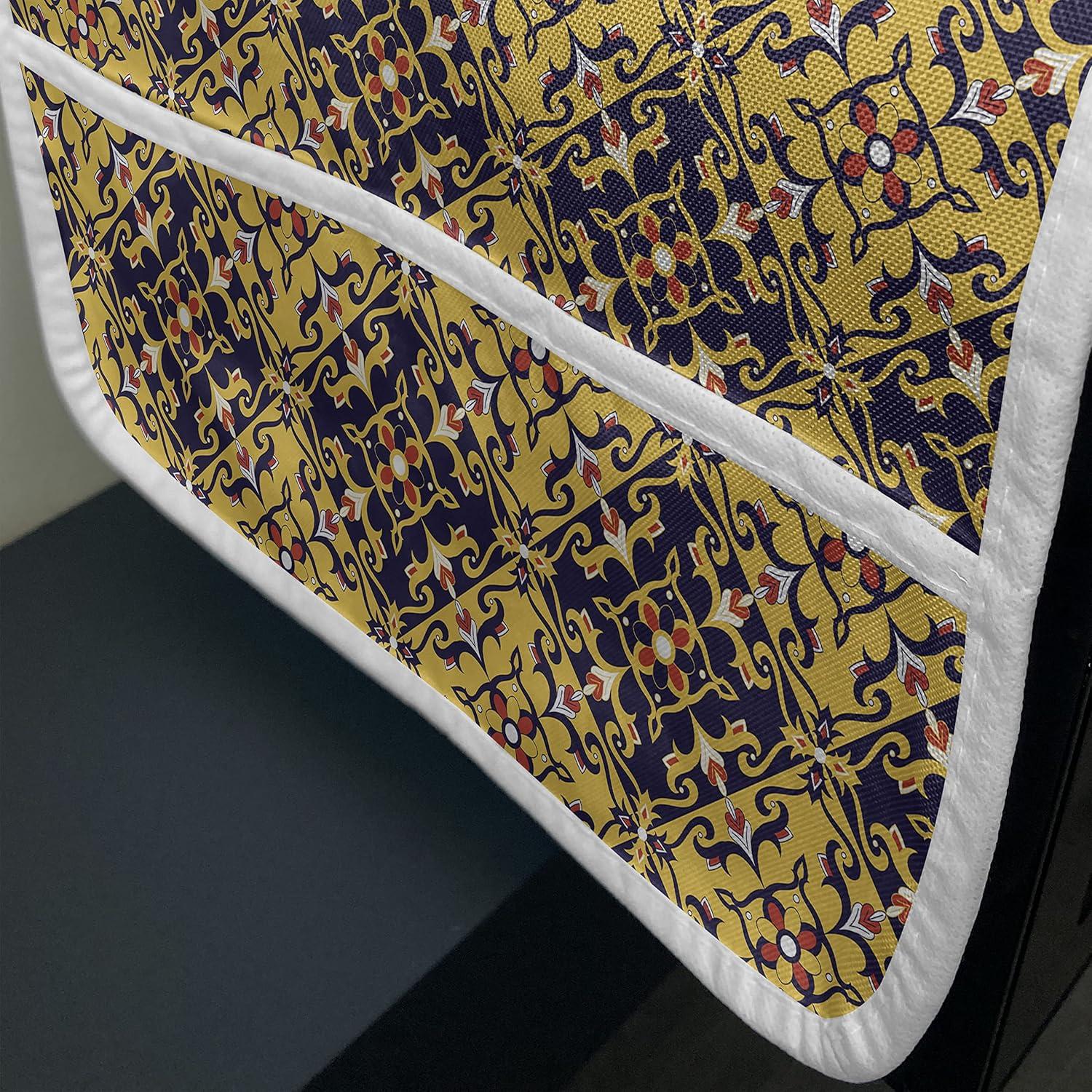 imageAmbesonne Hearts Microwave Oven Cover Valentines Day Theme Hand Drawn Repeated Romantic Modern Love Shapes Pattern Water Resistant Organizer with Pockets for Kitchen 36 x 12 Champagne BlackMustard and Dark Indigo