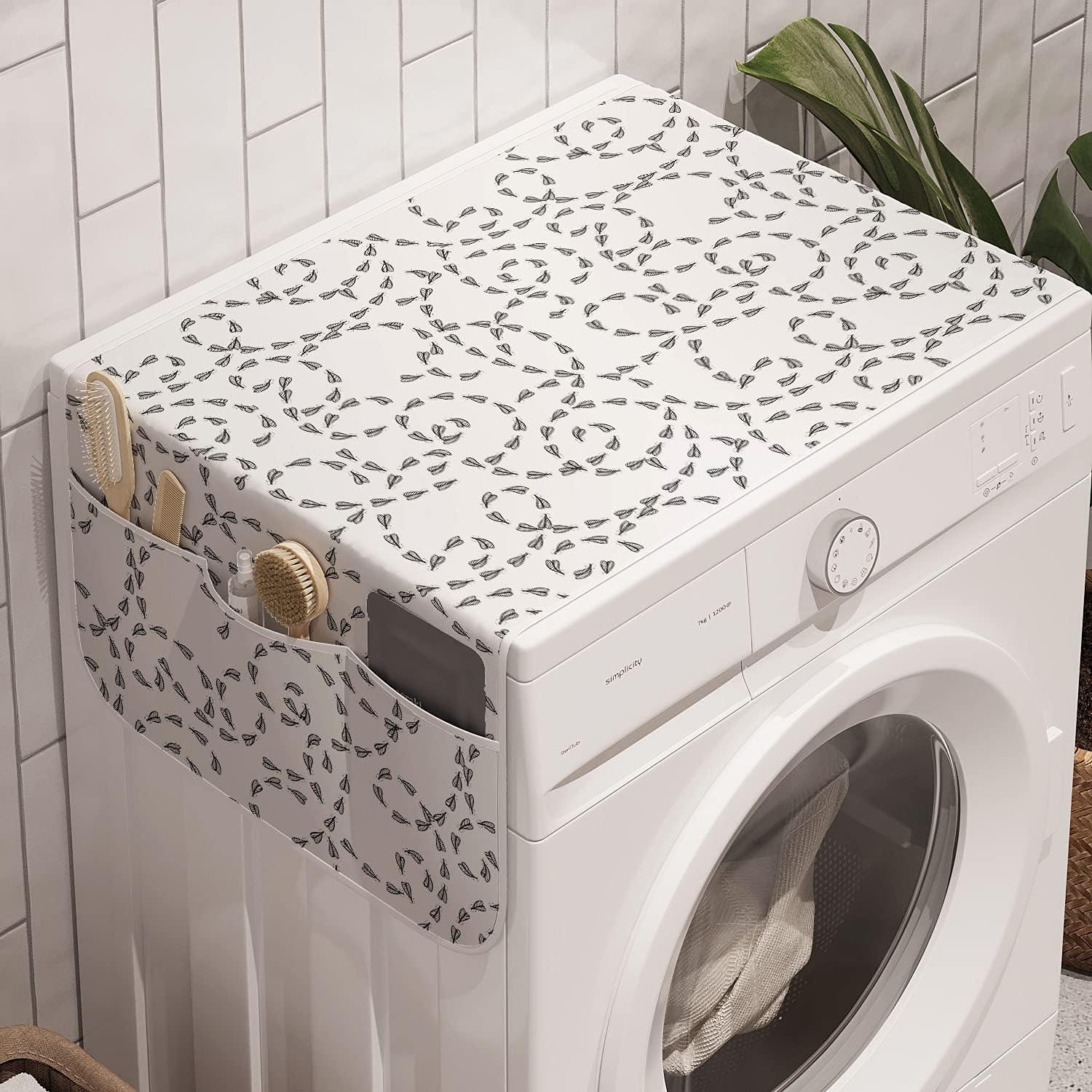 imageAmbesonne Hearts Microwave Oven Cover Valentines Day Theme Hand Drawn Repeated Romantic Modern Love Shapes Pattern Water Resistant Organizer with Pockets for Kitchen 36 x 12 Champagne BlackWhite Pale Taupe