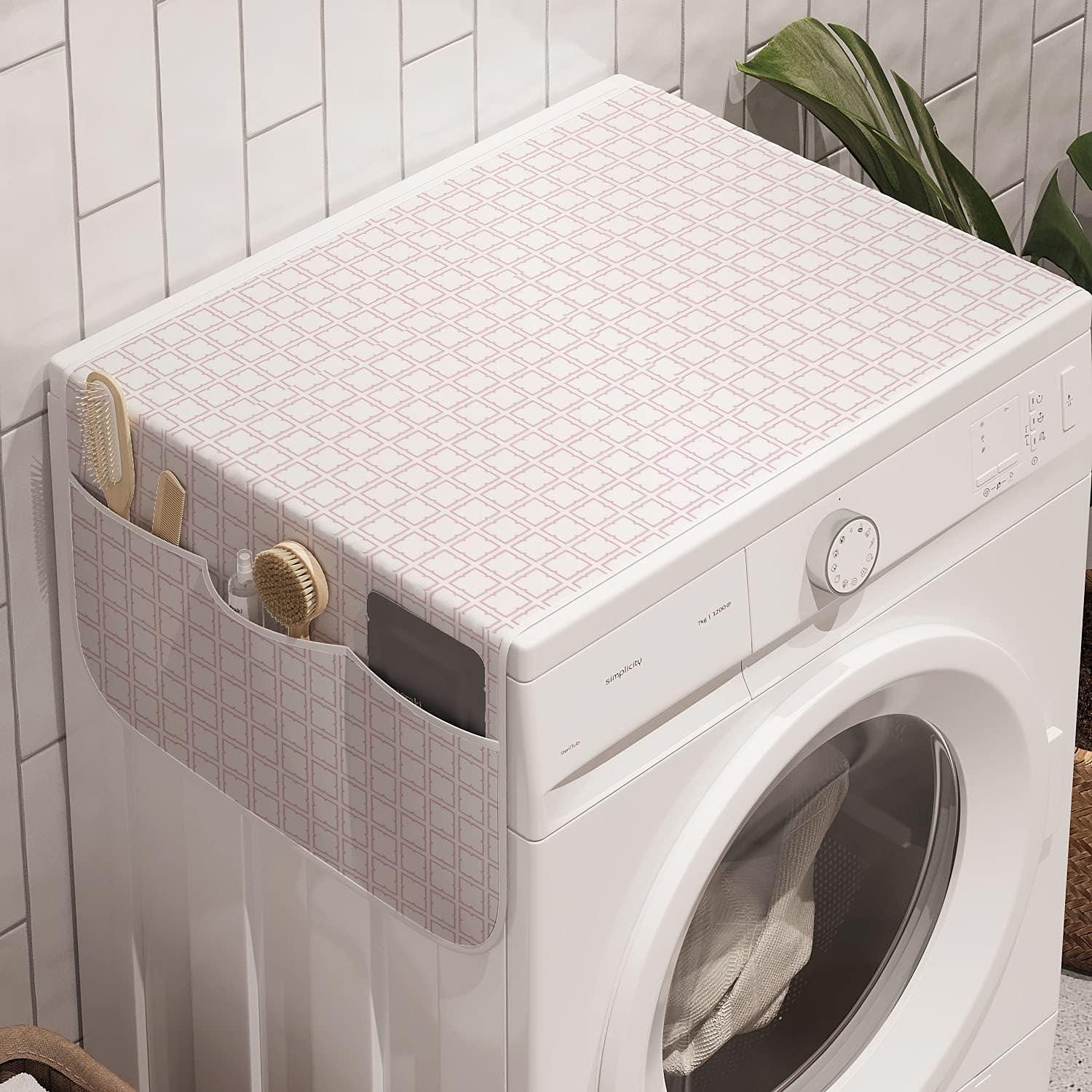 imageAmbesonne Hearts Microwave Oven Cover Valentines Day Theme Hand Drawn Repeated Romantic Modern Love Shapes Pattern Water Resistant Organizer with Pockets for Kitchen 36 x 12 Champagne BlackPale Rose White