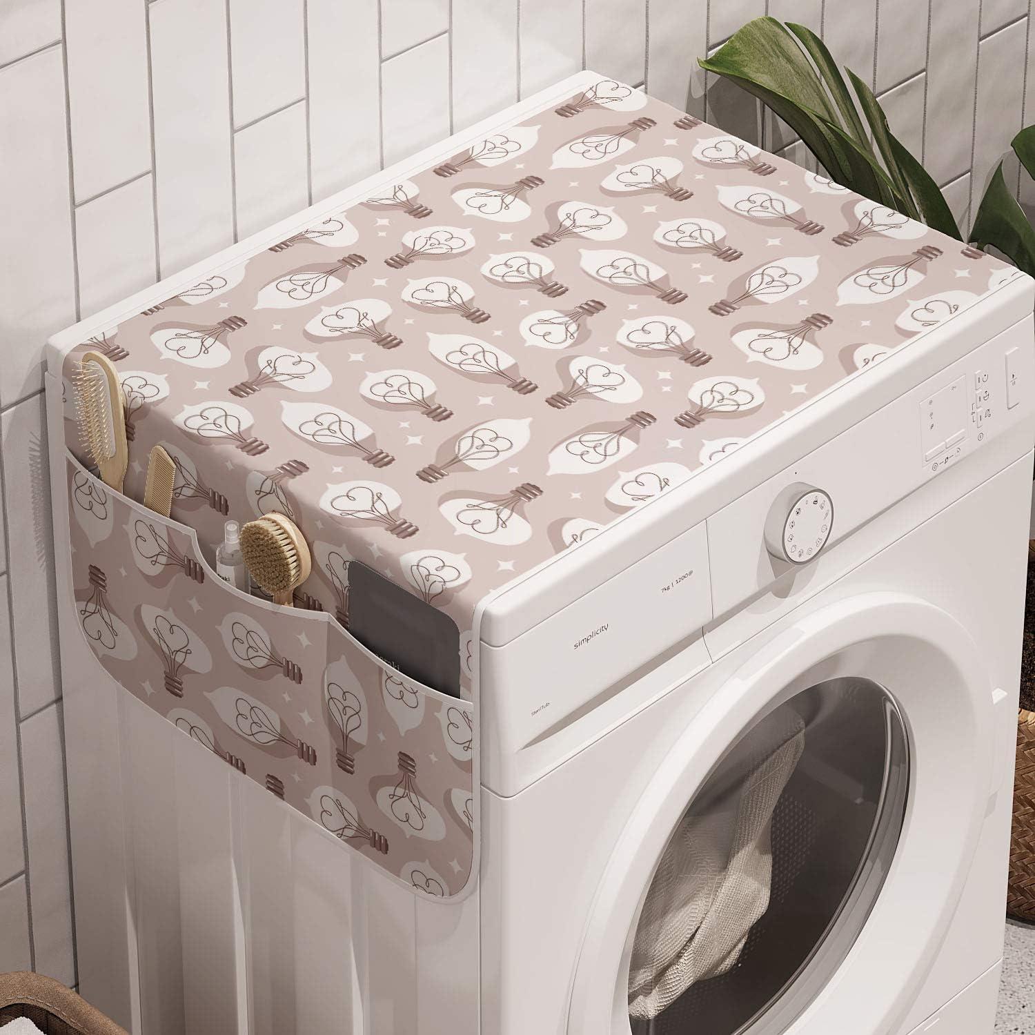 imageAmbesonne Valentines Day Microwave Oven Cover Love Themed Simple Pattern with Hearts Water Resistant Organizer with Pockets for Kitchen 36 x 12 Pink FuchsiaWarm Taupe Pale Eggshell