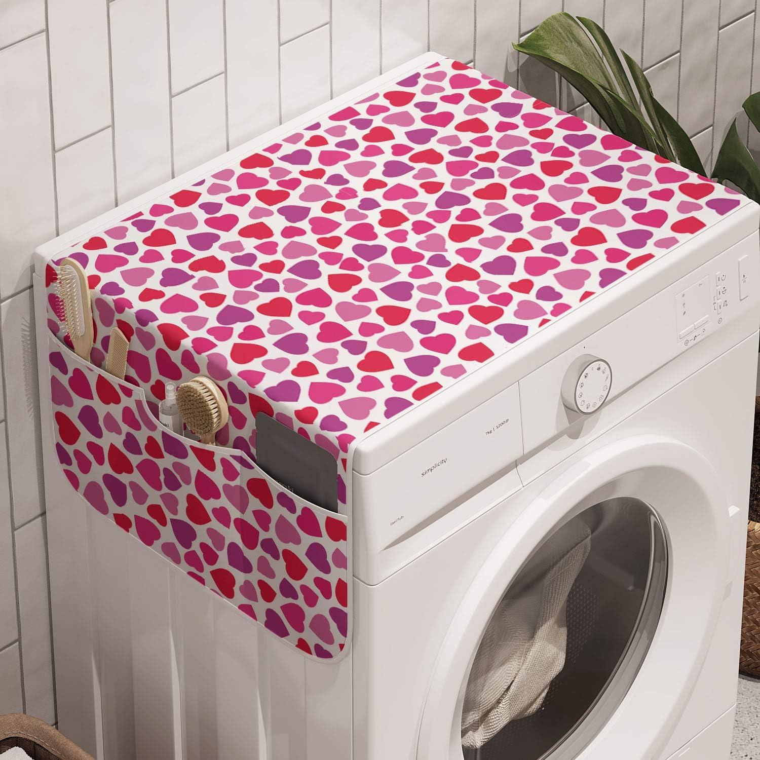 imageAmbesonne Valentines Day Microwave Oven Cover Love Themed Simple Pattern with Hearts Water Resistant Organizer with Pockets for Kitchen 36 x 12 Pink FuchsiaPink Fuchsia