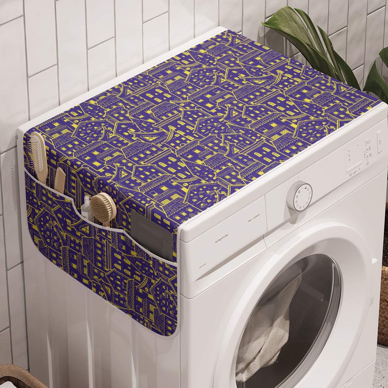 imageAmbesonne Valentines Day Microwave Oven Cover Love Themed Simple Pattern with Hearts Water Resistant Organizer with Pockets for Kitchen 36 x 12 Pink FuchsiaBlue Violet and Yellow
