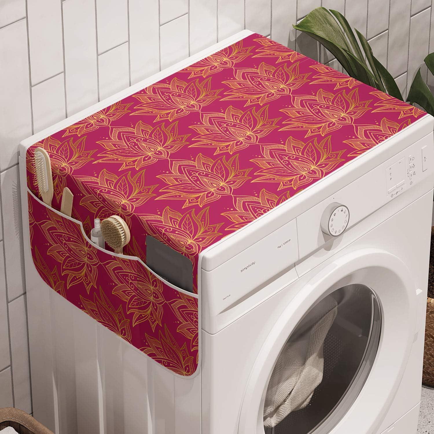 imageAmbesonne Valentines Day Microwave Oven Cover Love Themed Simple Pattern with Hearts Water Resistant Organizer with Pockets for Kitchen 36 x 12 Pink FuchsiaMagenta Sand Brown