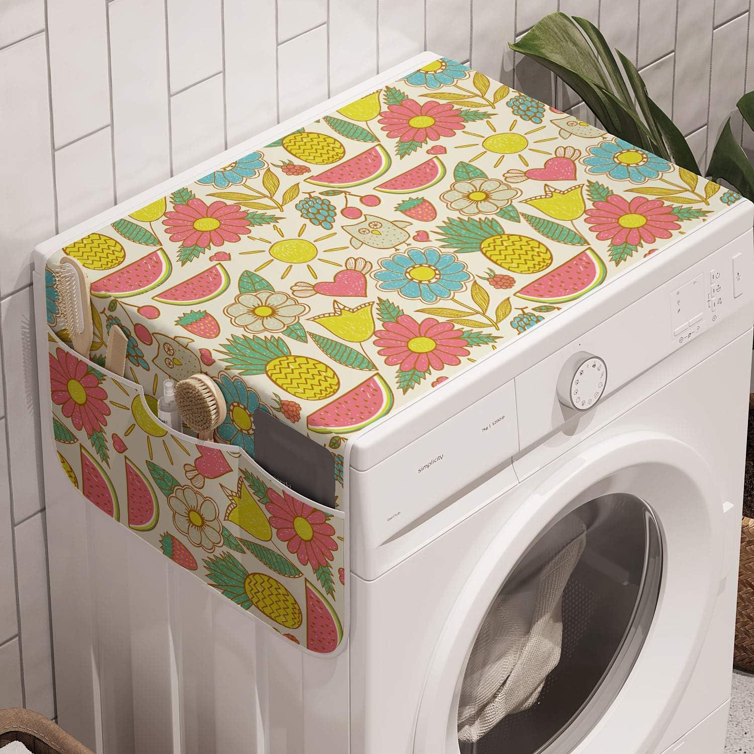 imageAmbesonne Valentines Day Microwave Oven Cover Love Themed Simple Pattern with Hearts Water Resistant Organizer with Pockets for Kitchen 36 x 12 Pink FuchsiaEggshell Multicolor