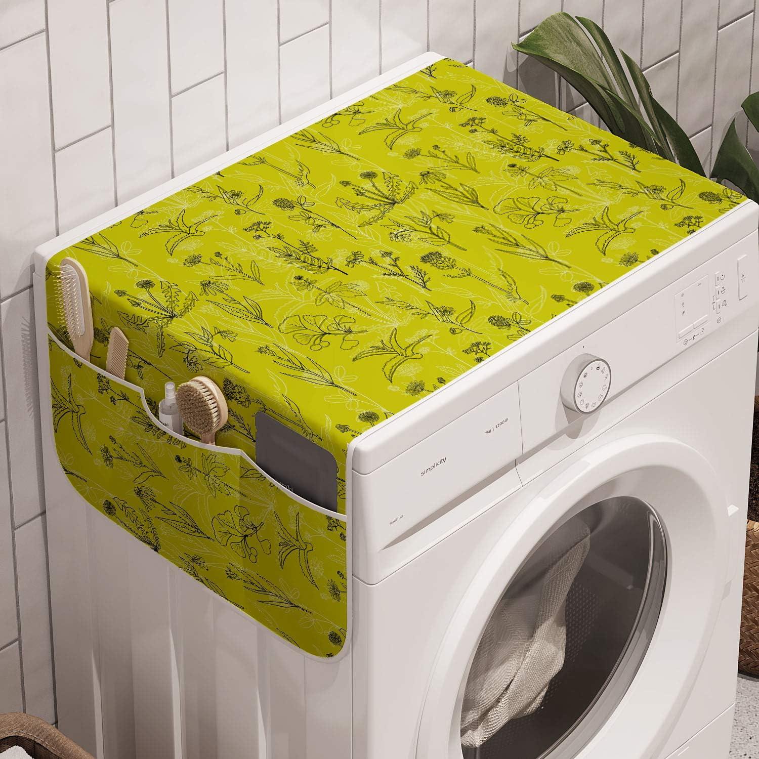 imageAmbesonne Valentines Day Microwave Oven Cover Love Themed Simple Pattern with Hearts Water Resistant Organizer with Pockets for Kitchen 36 x 12 Pink FuchsiaYellow Green Grey
