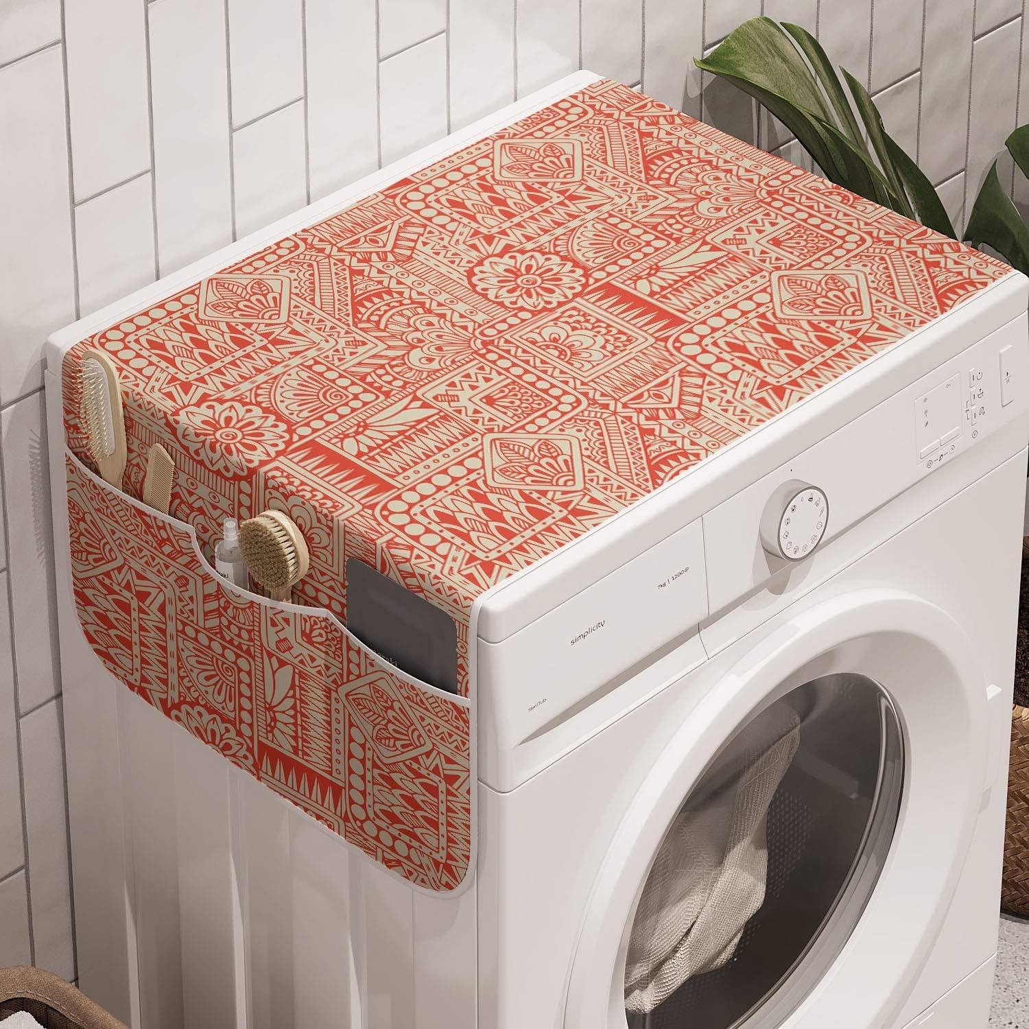 imageAmbesonne Valentines Day Microwave Oven Cover Love Themed Simple Pattern with Hearts Water Resistant Organizer with Pockets for Kitchen 36 x 12 Pink FuchsiaBurnt Sienna Grey Yellow