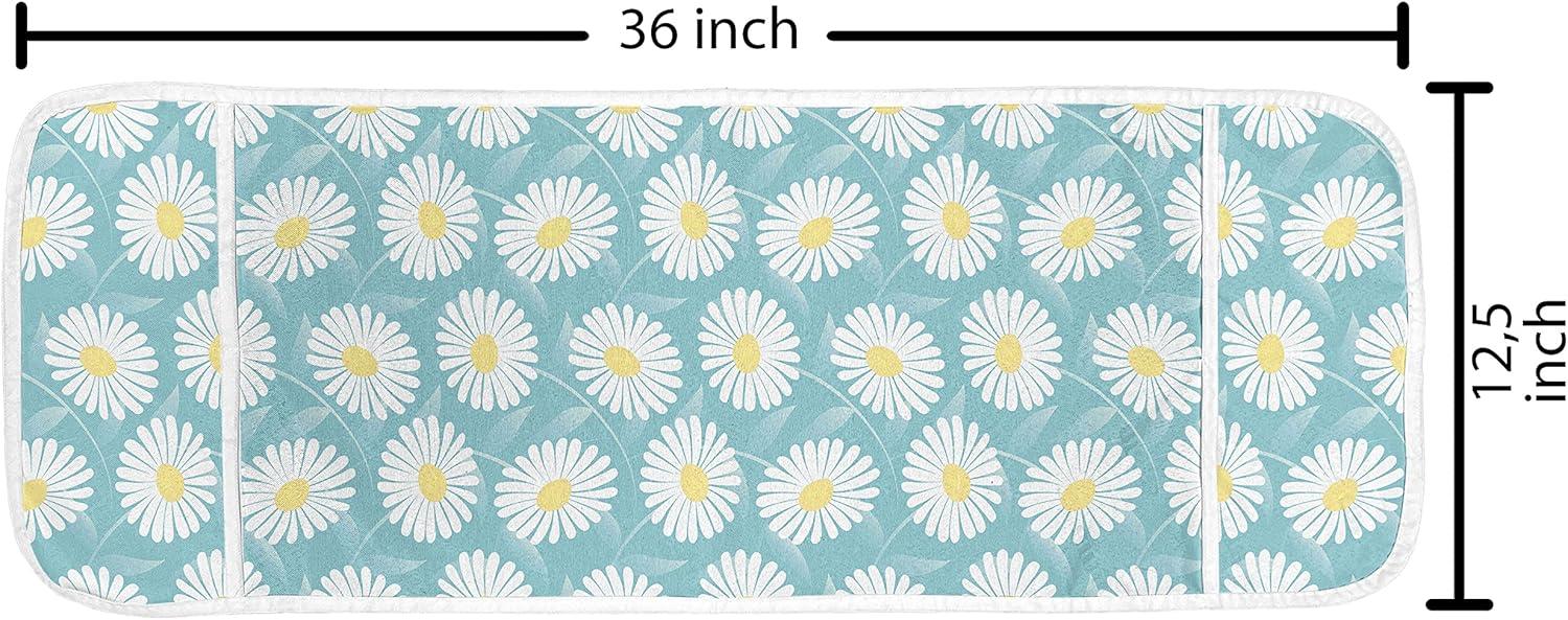imageAmbesonne Valentines Day Microwave Oven Cover Love Themed Simple Pattern with Hearts Water Resistant Organizer with Pockets for Kitchen 36 x 12 Pink FuchsiaPale Blue and Mustard