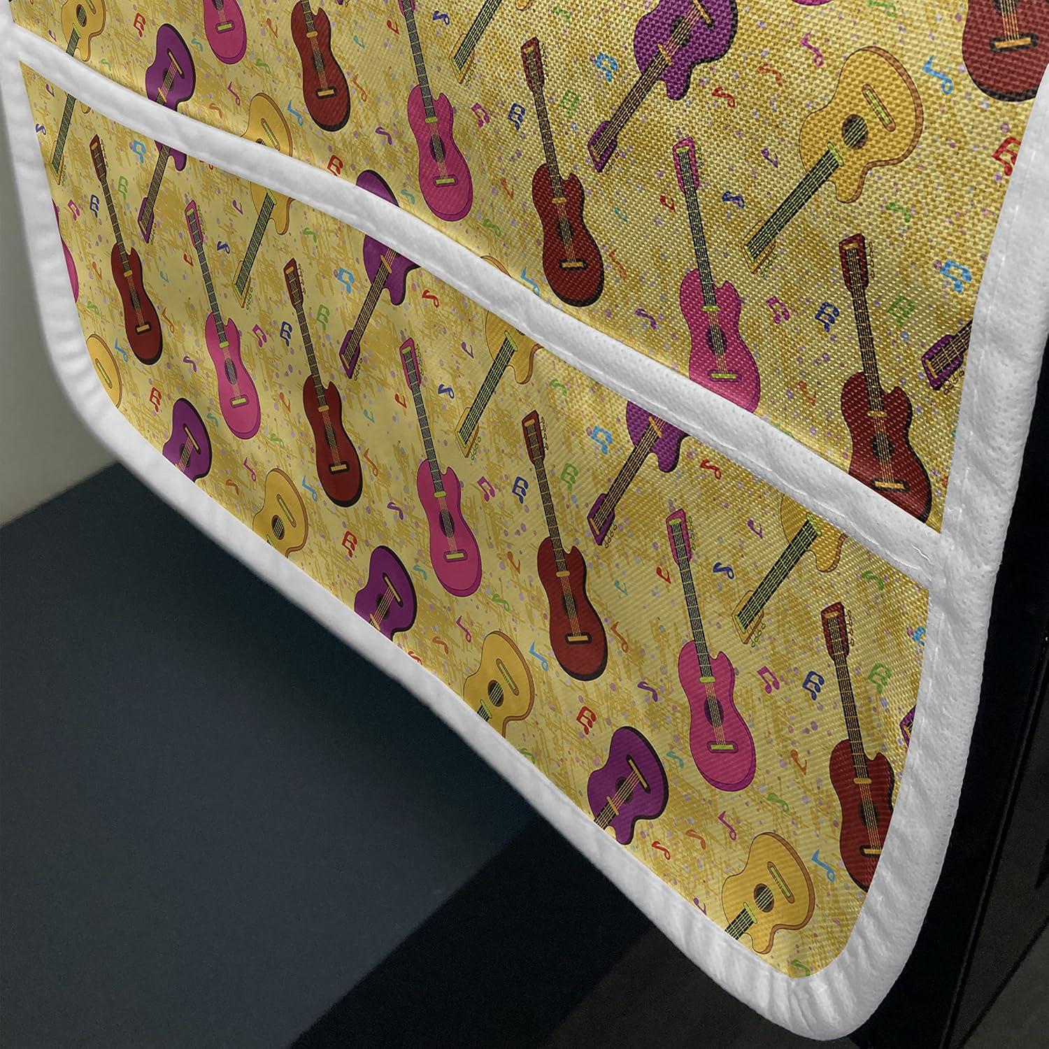 imageAmbesonne Valentines Day Microwave Oven Cover Love Themed Simple Pattern with Hearts Water Resistant Organizer with Pockets for Kitchen 36 x 12 Pink FuchsiaMustard and Multicolor