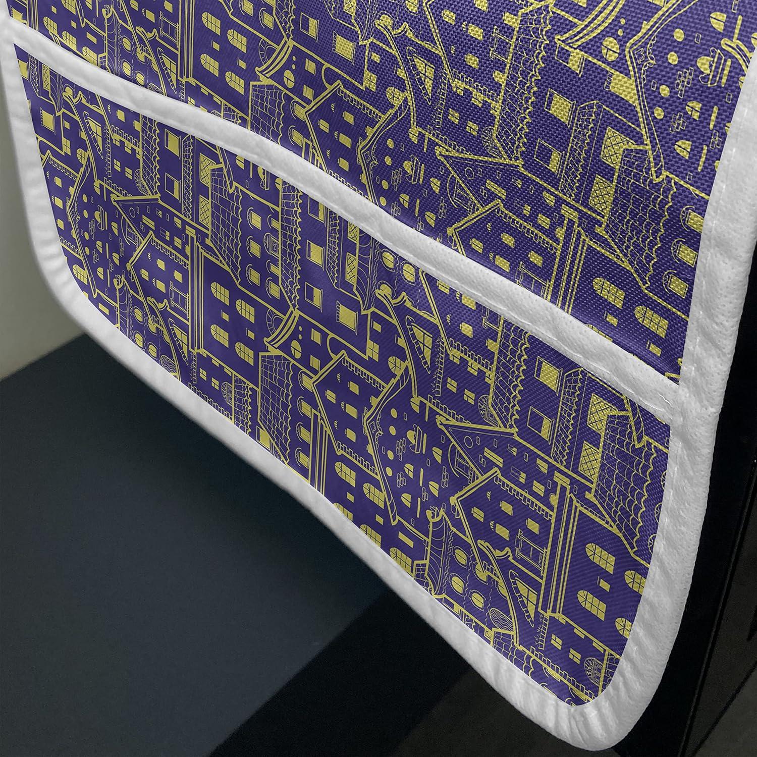 imageAmbesonne Valentines Day Microwave Oven Cover Love Themed Simple Pattern with Hearts Water Resistant Organizer with Pockets for Kitchen 36 x 12 Pink FuchsiaBlue Violet and Yellow
