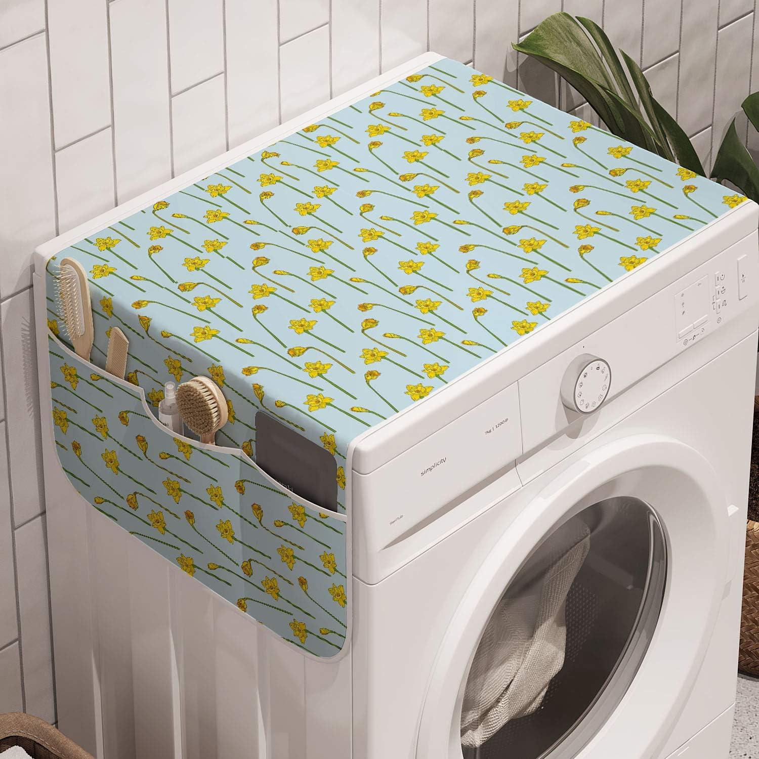 imageAmbesonne Valentines Day Microwave Oven Cover Love Themed Simple Pattern with Hearts Water Resistant Organizer with Pockets for Kitchen 36 x 12 Pink FuchsiaPale Blue Mustard