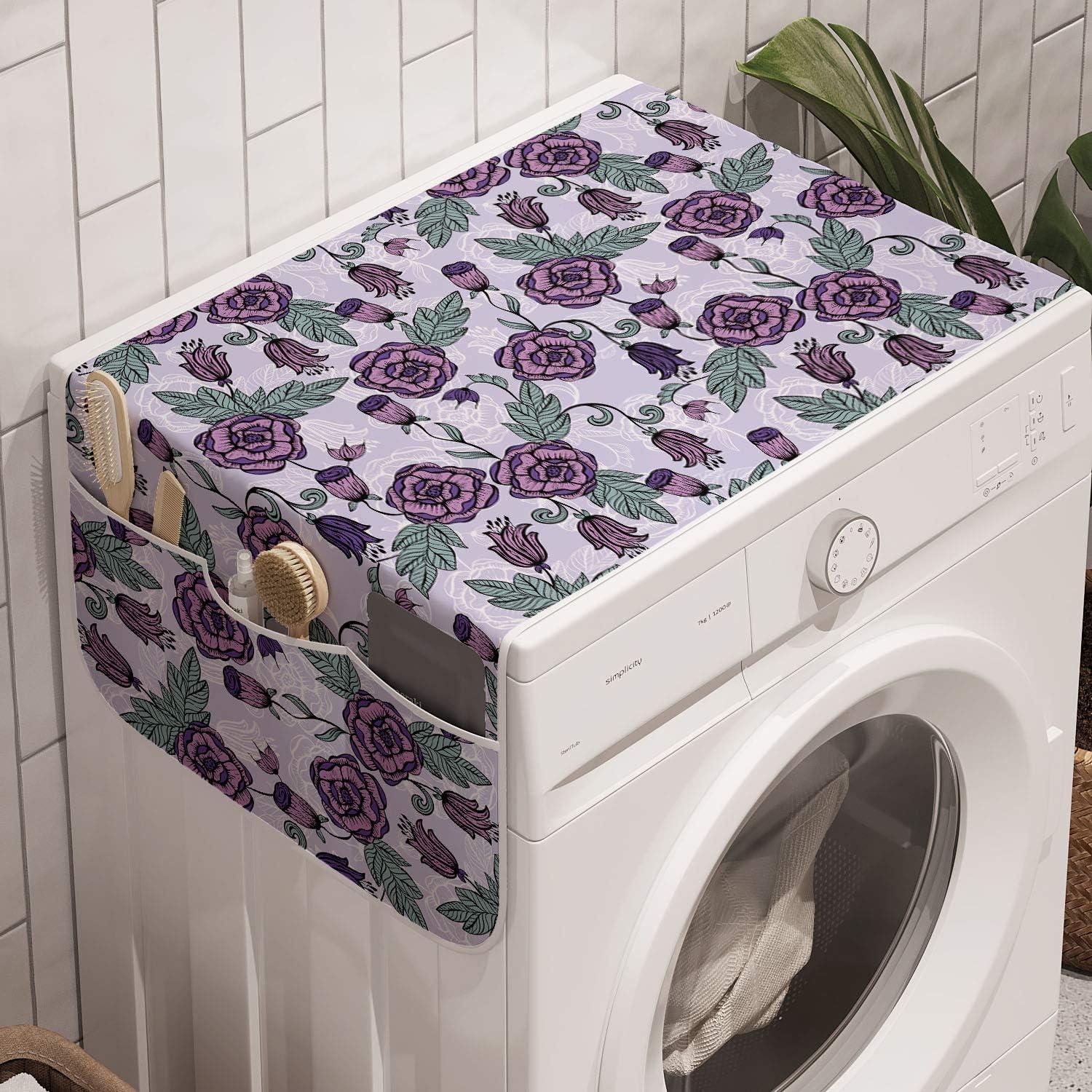 imageAmbesonne Valentines Day Microwave Oven Cover Love Themed Simple Pattern with Hearts Water Resistant Organizer with Pockets for Kitchen 36 x 12 Pink FuchsiaPastel Purple and Multicolor