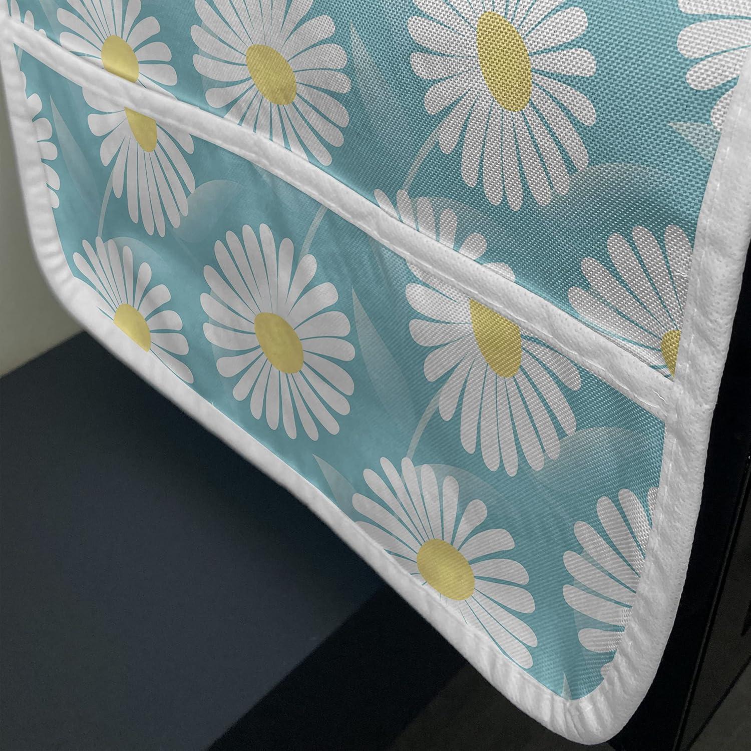 imageAmbesonne Valentines Day Microwave Oven Cover Love Themed Simple Pattern with Hearts Water Resistant Organizer with Pockets for Kitchen 36 x 12 Pink FuchsiaPale Blue and Mustard
