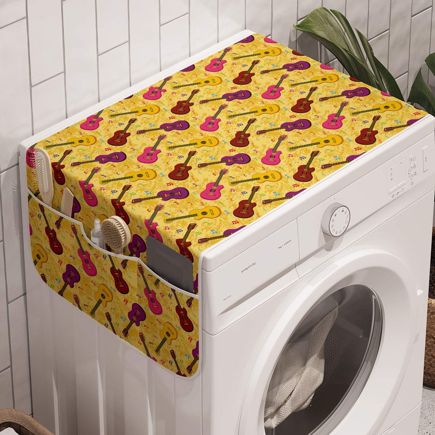 imageAmbesonne Valentines Day Microwave Oven Cover Love Themed Simple Pattern with Hearts Water Resistant Organizer with Pockets for Kitchen 36 x 12 Pink FuchsiaMustard and Multicolor
