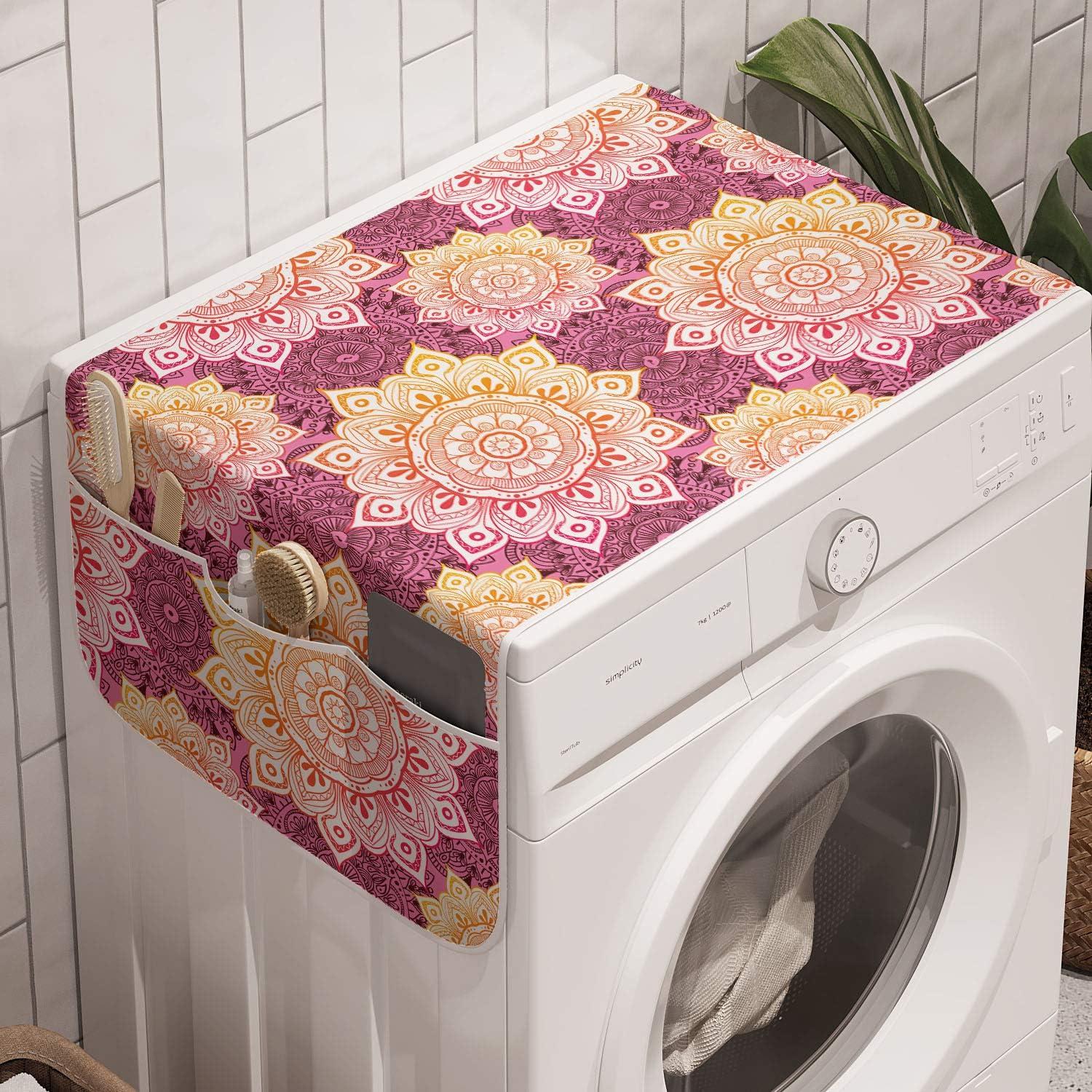 imageAmbesonne Valentines Day Microwave Oven Cover Love Themed Simple Pattern with Hearts Water Resistant Organizer with Pockets for Kitchen 36 x 12 Pink FuchsiaPink and Multicolor