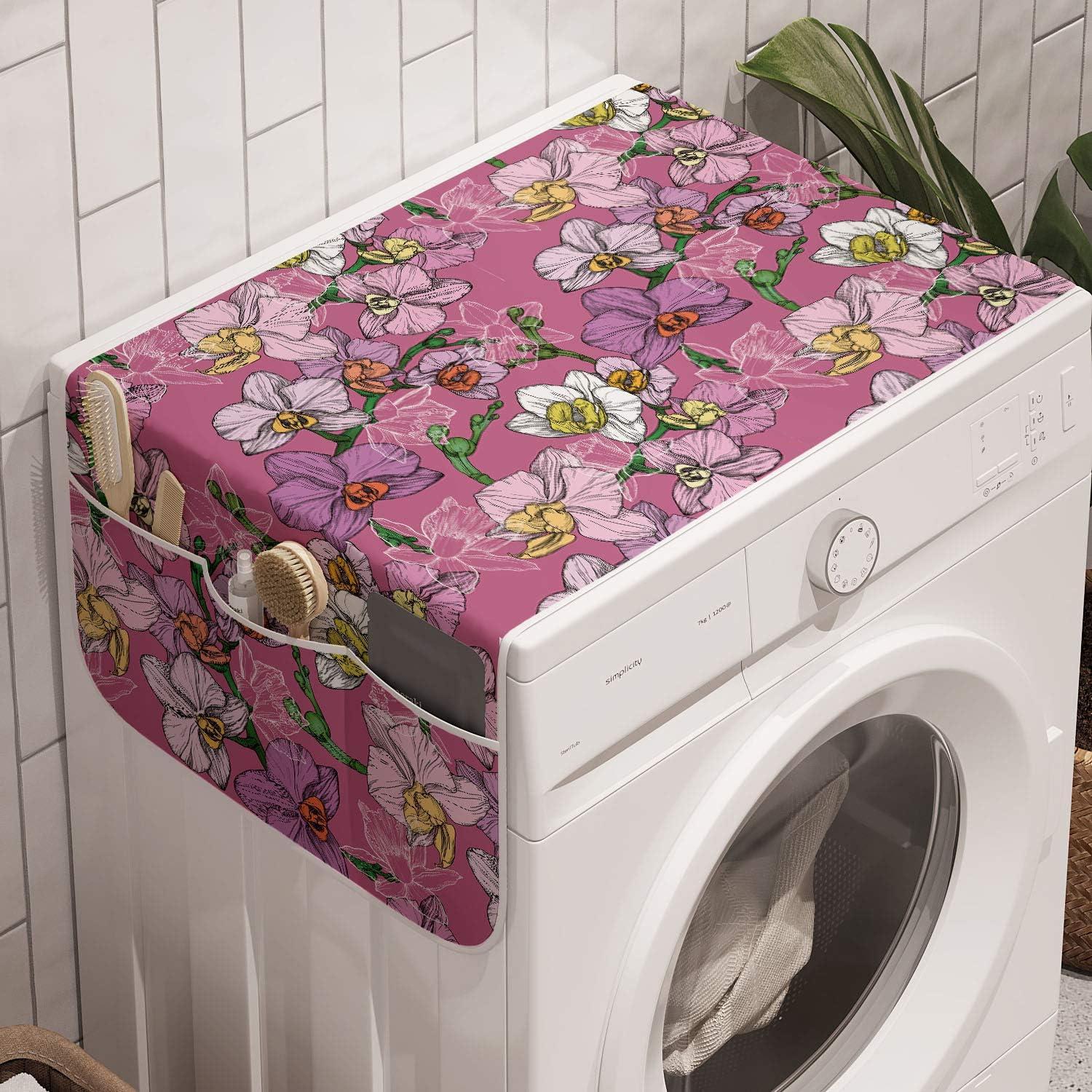 imageAmbesonne Valentines Day Microwave Oven Cover Love Themed Simple Pattern with Hearts Water Resistant Organizer with Pockets for Kitchen 36 x 12 Pink FuchsiaPale Fuchsia and Multicolor