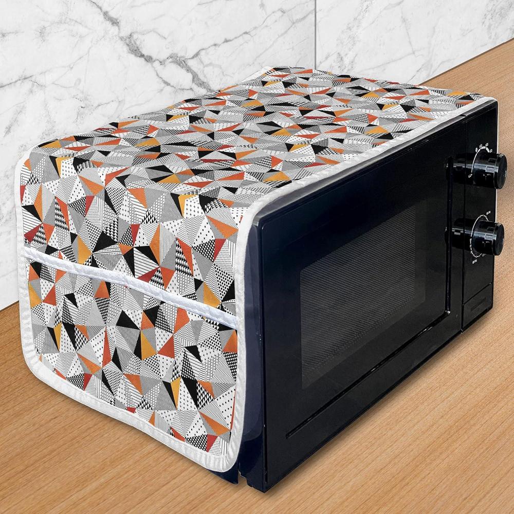 imageAmbesonne Eiffel Microwave Oven Cover Valentines Day Inspired Pattern with France Paris Oh La La Texts Heart Shapes Water Resistant Organizer with Pockets for Kitchen 36 x 12 Pink White BlackOrange Black White