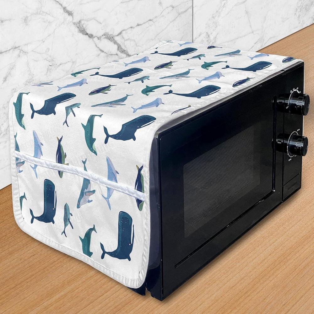imageAmbesonne Eiffel Microwave Oven Cover Valentines Day Inspired Pattern with France Paris Oh La La Texts Heart Shapes Water Resistant Organizer with Pockets for Kitchen 36 x 12 Pink White BlackTeal Dark Blue White