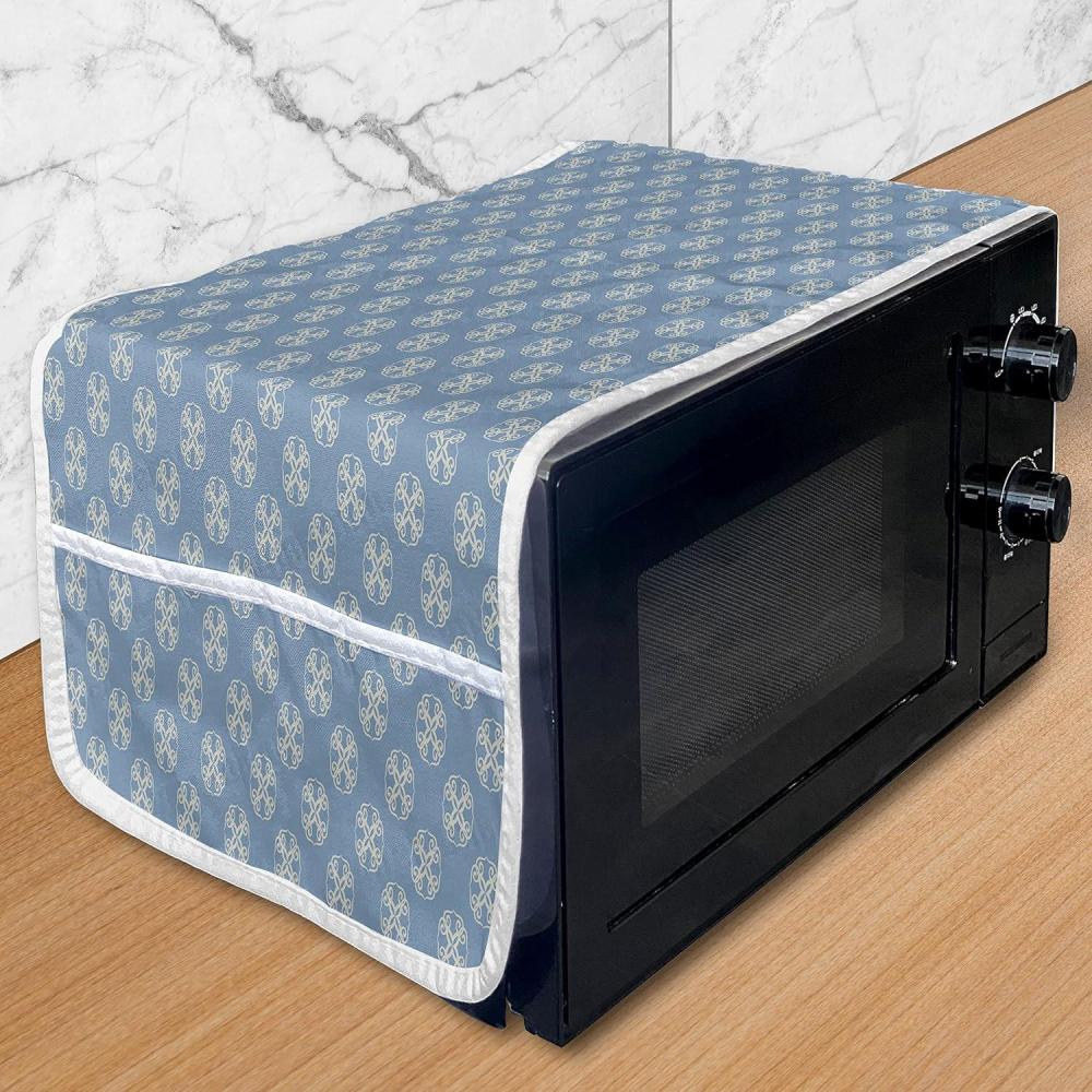imageAmbesonne Eiffel Microwave Oven Cover Valentines Day Inspired Pattern with France Paris Oh La La Texts Heart Shapes Water Resistant Organizer with Pockets for Kitchen 36 x 12 Pink White BlackSlate Blue Tan