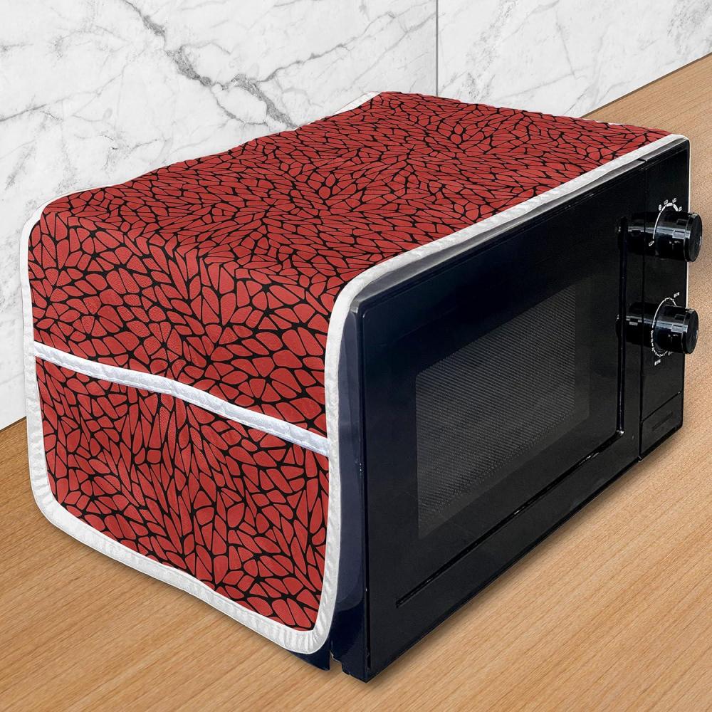 imageAmbesonne Eiffel Microwave Oven Cover Valentines Day Inspired Pattern with France Paris Oh La La Texts Heart Shapes Water Resistant Organizer with Pockets for Kitchen 36 x 12 Pink White BlackRed Black