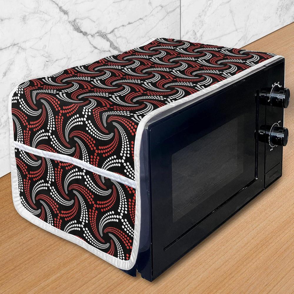 imageAmbesonne Eiffel Microwave Oven Cover Valentines Day Inspired Pattern with France Paris Oh La La Texts Heart Shapes Water Resistant Organizer with Pockets for Kitchen 36 x 12 Pink White BlackScarlet Black White