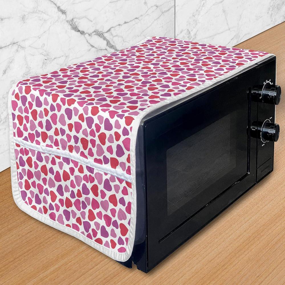 imageAmbesonne Valentines Day Microwave Oven Cover Love Themed Simple Pattern with Hearts Water Resistant Organizer with Pockets for Kitchen 36 x 12 Pink FuchsiaPink Fuchsia