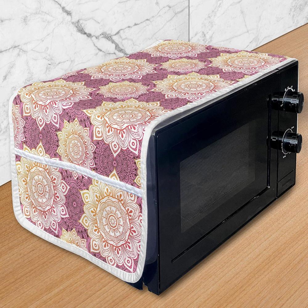 imageAmbesonne Valentines Day Microwave Oven Cover Love Themed Simple Pattern with Hearts Water Resistant Organizer with Pockets for Kitchen 36 x 12 Pink FuchsiaPink and Multicolor