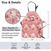 Ambesonne Cartoon Apron, Teapots Cups with Polka Dots Patterns Cherries Cakes Tea Coffee Pattern, Unisex Kitchen Bib with Adjustable Neck for Cooking Gardening, Adult Size, Orange Pink