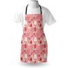 Ambesonne Cartoon Apron, Teapots Cups with Polka Dots Patterns Cherries Cakes Tea Coffee Pattern, Unisex Kitchen Bib with Adjustable Neck for Cooking Gardening, Adult Size, Orange Pink