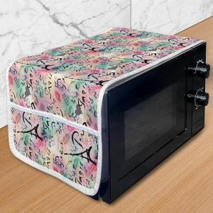 Ambesonne Eiffel Microwave Oven Cover, Valentines Day Inspired Pattern with France Paris Oh La La Texts Heart Shapes, Water Resistant Organizer with Pockets for Kitchen, 36″ x 12″, Pink White Black(Pale Green Sea Green)
