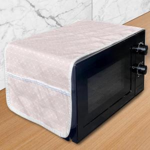 Ambesonne Eiffel Microwave Oven Cover, Valentines Day Inspired Pattern with France Paris Oh La La Texts Heart Shapes, Water Resistant Organizer with Pockets for Kitchen, 36″ x 12″, Pink White Black(Blush White)