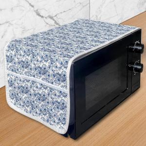 Ambesonne Eiffel Microwave Oven Cover, Valentines Day Inspired Pattern with France Paris Oh La La Texts Heart Shapes, Water Resistant Organizer with Pockets for Kitchen, 36″ x 12″, Pink White Black(Cobalt Blue White)
