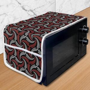 Ambesonne Eiffel Microwave Oven Cover, Valentines Day Inspired Pattern with France Paris Oh La La Texts Heart Shapes, Water Resistant Organizer with Pockets for Kitchen, 36″ x 12″, Pink White Black(Scarlet Black White)