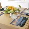 Ambesonne Lake Tahoe Place Mats Set of 4, High Angle View Californian Freshwater Lake Tranquil Scene Sundown, Washable Fabric Placemats for Dining Table, Standard Size, Forest Green