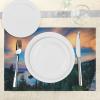 Ambesonne Lake Tahoe Place Mats Set of 4, High Angle View Californian Freshwater Lake Tranquil Scene Sundown, Washable Fabric Placemats for Dining Table, Standard Size, Forest Green