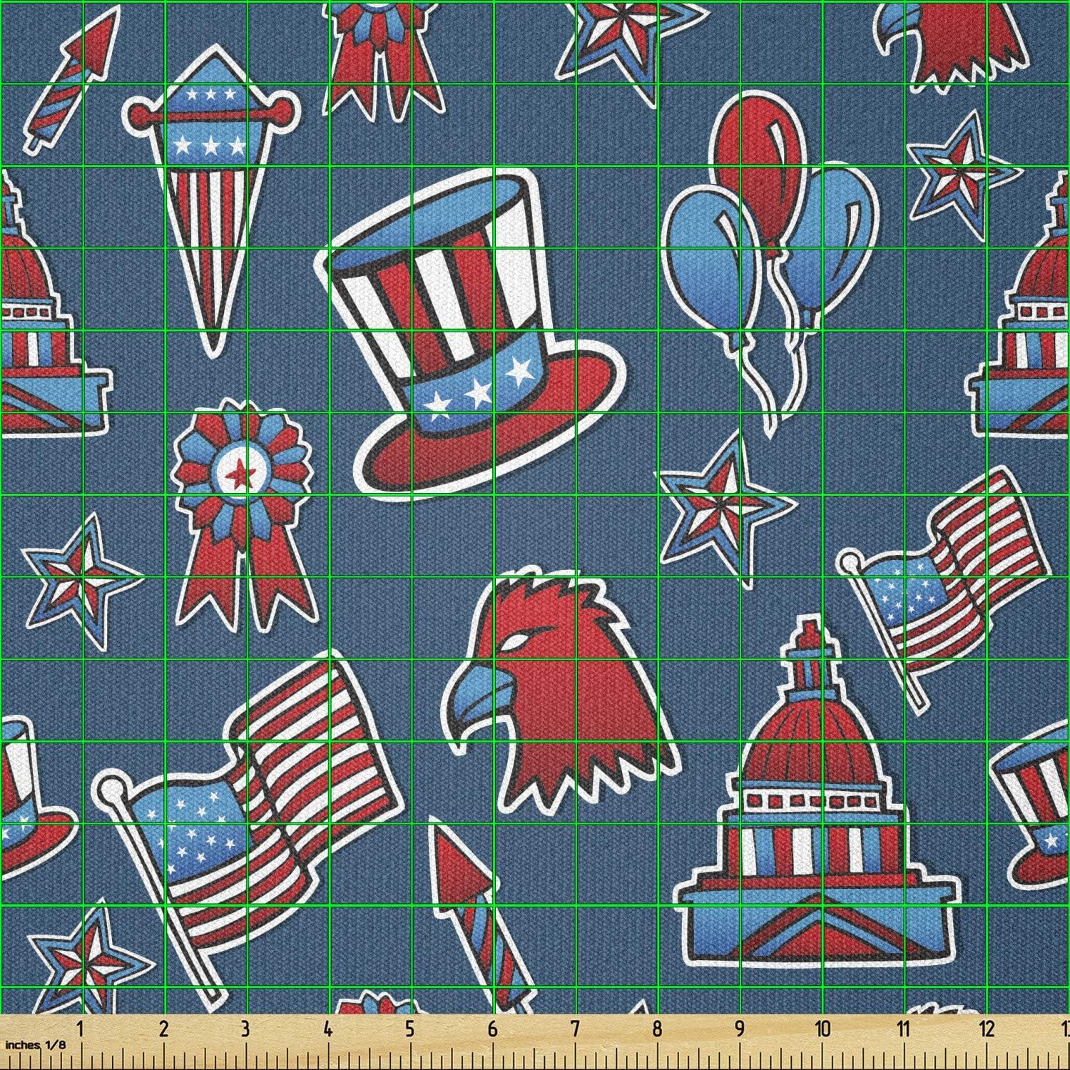 imageAmbesonne Dog Lover Fabric by The Yard Little Corgi Jumping Running and Standing Cartoon Hearts Background Microfiber Fabric for Arts and Crafts Textiles amp Decor 1 Yard White OrangeRuby Blue White