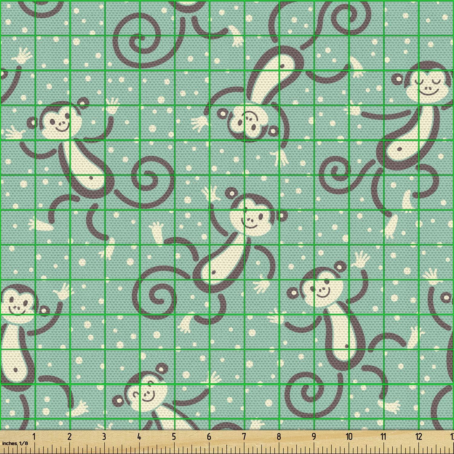 imageAmbesonne Dog Lover Fabric by The Yard Little Corgi Jumping Running and Standing Cartoon Hearts Background Microfiber Fabric for Arts and Crafts Textiles amp Decor 1 Yard White OrangeSeafoam