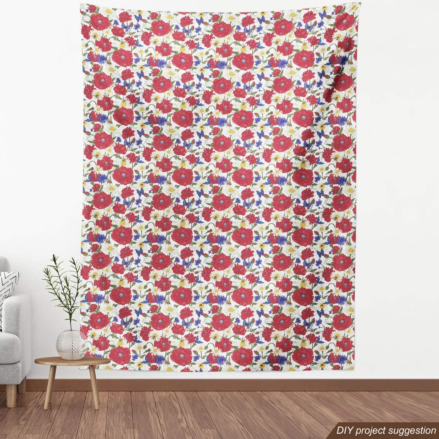 imageAmbesonne Dog Lover Fabric by The Yard Little Corgi Jumping Running and Standing Cartoon Hearts Background Microfiber Fabric for Arts and Crafts Textiles amp Decor 1 Yard White OrangeRaspberry Navy