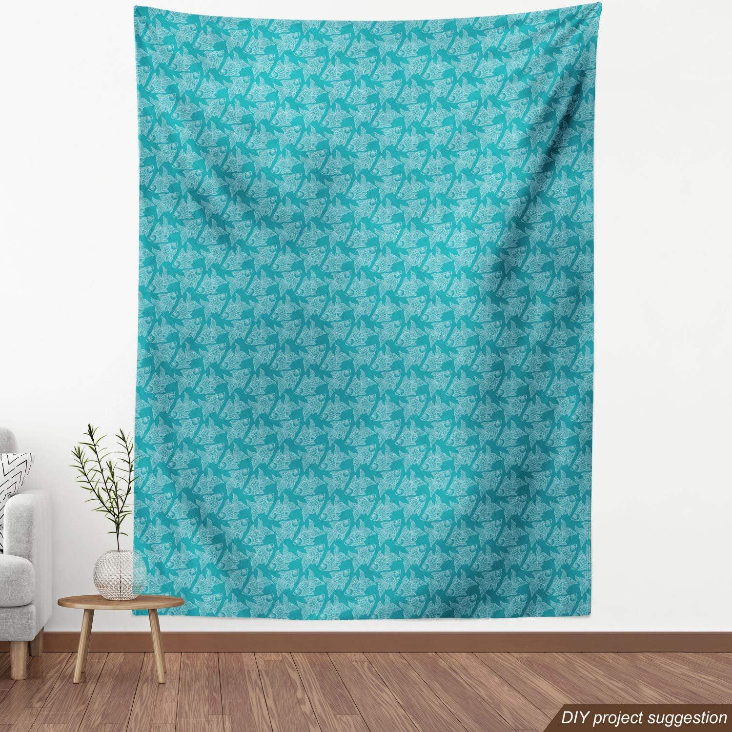 imageAmbesonne Dog Lover Fabric by The Yard Little Corgi Jumping Running and Standing Cartoon Hearts Background Microfiber Fabric for Arts and Crafts Textiles amp Decor 1 Yard White OrangePetrol Blue